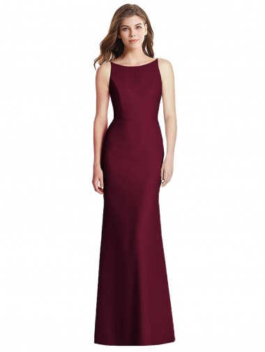 Stretch Crepe Open Back Long Bateau Neck Trumpet Semi Formal Evening Dress / Bridesmaid Dress Sudbury