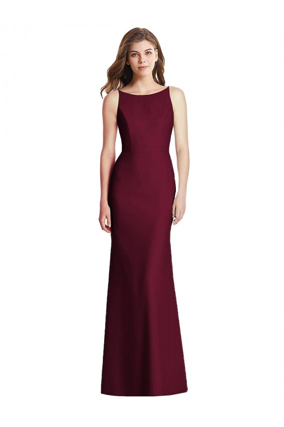 Stretch Crepe Open Back Long Bateau Neck Trumpet Semi Formal Evening Dress / Bridesmaid Dress Sudbury