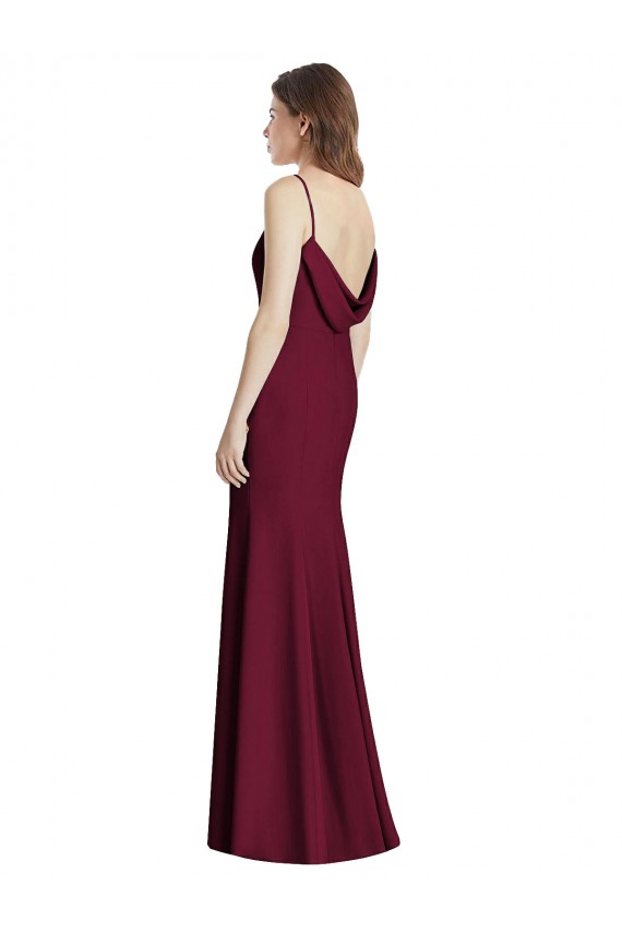 Stretch Crepe Open Back Long Bateau Neck Trumpet Semi Formal Evening Dress / Bridesmaid Dress Sudbury