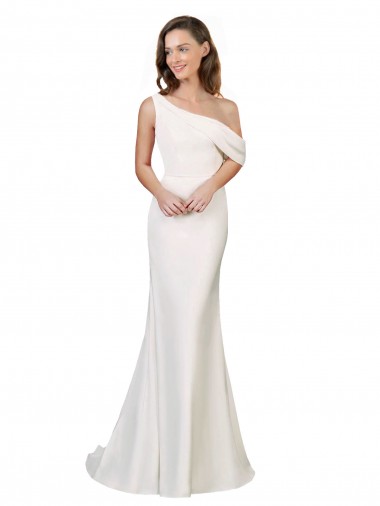 Stretch Crepe Sweep Train One Shoulder Sheath Formal Evening Gown / Prom Dress / Bridesmaid Dress Sudbury