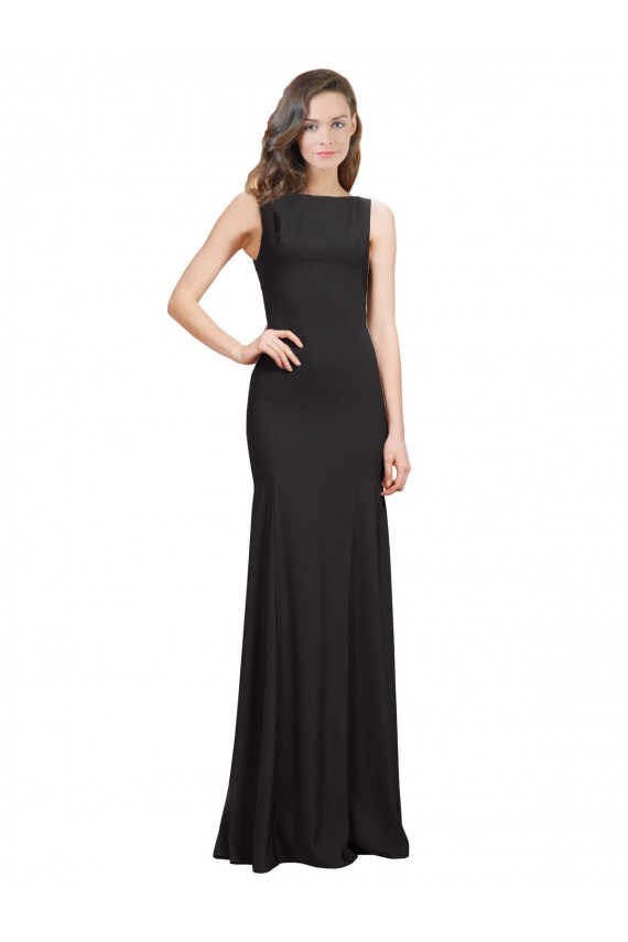 Stretch Crepe Open Back Long Bateau Neck Mermaid Prom Dress / Bridesmaid Dress Sudbury