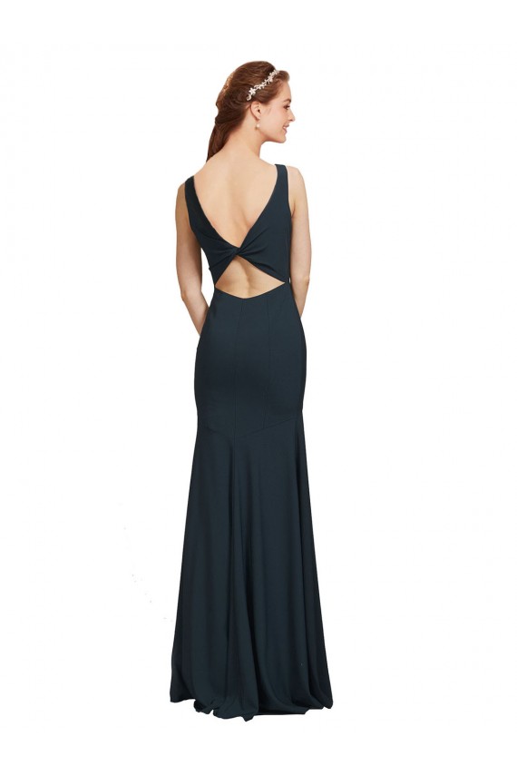 Stretch Crepe Open Back Long Bateau Neck Mermaid Prom Dress / Bridesmaid Dress Sudbury