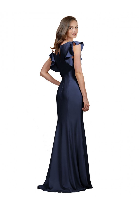 Stretch Crepe Keyhole Back Long Bateau Neck Mermaid Prom Dress / Bridesmaid Dress Sudbury
