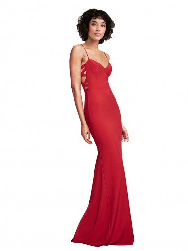 Stretch Crepe Long Spaghetti Straps Mermaid Bridesmaid Dress / Evening Dress Sudbury