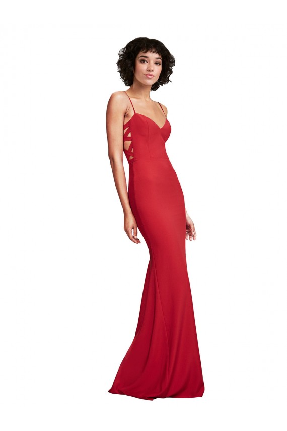 Stretch Crepe Long Spaghetti Straps Mermaid Bridesmaid Dress / Evening Dress Sudbury