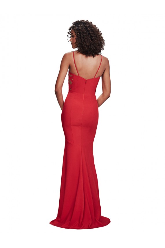 Stretch Crepe Long Spaghetti Straps Mermaid Bridesmaid Dress / Evening Dress Sudbury