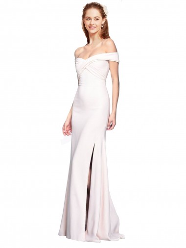 Stretch Crepe Long Off the Shoulder White Mermaid Formal Dress / Bridesmaid Dress Sudbury