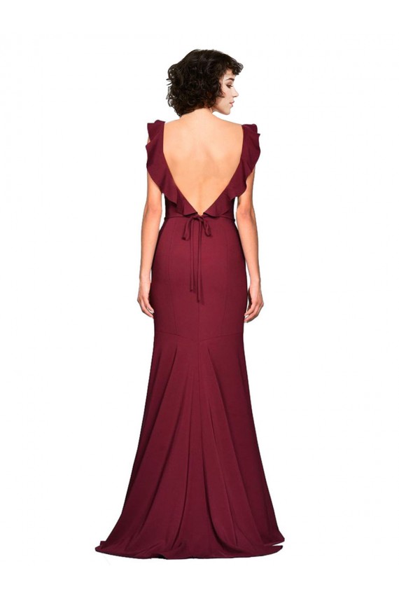 Stretch Crepe Long Strapless Burgundy Mermaid Prom Dress / Bridesmaid Dress Sudbury