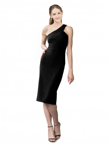 Stretch Crepe Cocktail Length One Shoulder Sheath Formal Evening Gown / Prom Dress / Bridesmaid Dress Sudbury