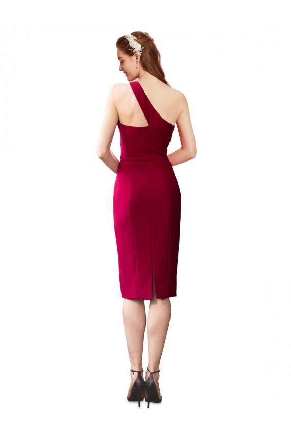 Stretch Crepe Cocktail Length One Shoulder Sheath Formal Evening Gown / Prom Dress / Bridesmaid Dress Sudbury