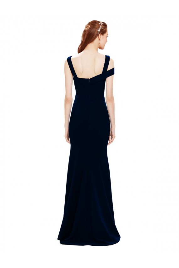 Stretch Crepe Long Off the Shoulder Dark Navy Mermaid Formal Evening Gown / Prom Dress / Bridesmaid Dress Sudbury