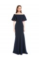 Stretch Crepe Long Off the Shoulder Dark Navy Mermaid Bridesmaid Dress / Formal Dress Sudbury