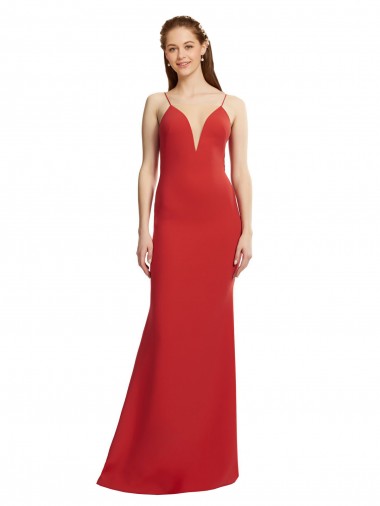 Stretch Crepe Open Back Long Spaghetti Straps Mermaid Formal Evening Gown / Prom Dress / Bridesmaid Dress Sudbury