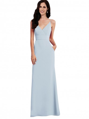 Stretch Crepe V-Back Long Spaghetti Straps Trumpet Formal Dress / Bridesmaid Dress Sudbury