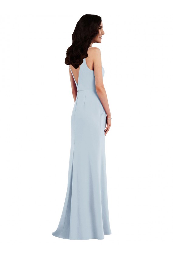 Stretch Crepe V-Back Long Spaghetti Straps Trumpet Formal Dress / Bridesmaid Dress Sudbury