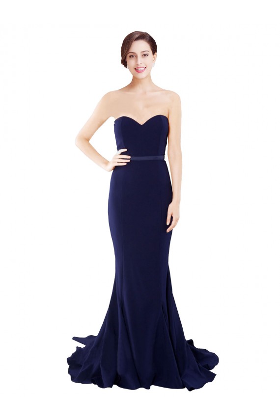 Stretch Crepe Low Back Sweep Train Sweetheart Mermaid Semi Formal Evening Dress / Prom Dress / Bridesmaid Dress Sudbury