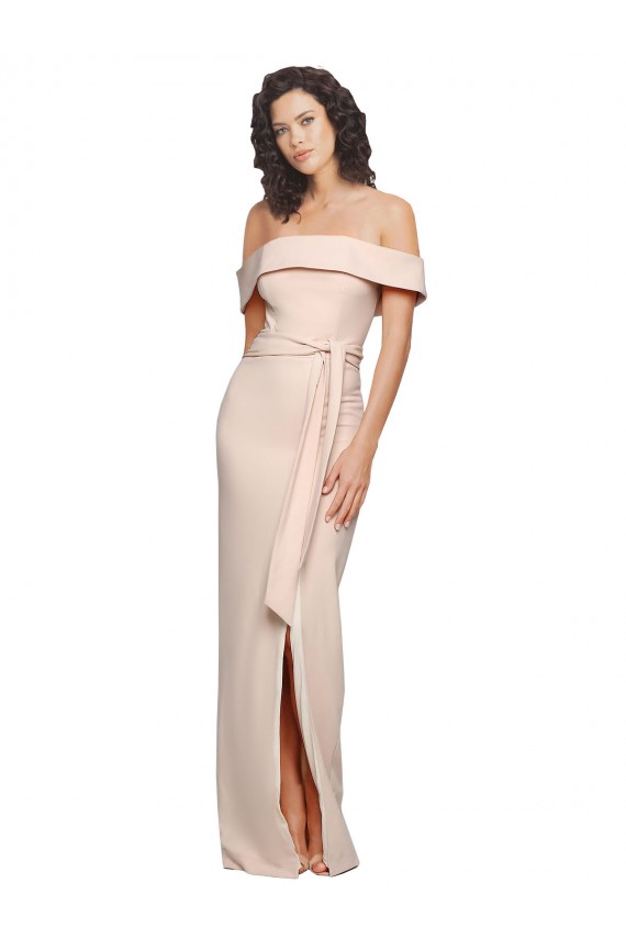 Stretch Crepe Low Back Long Off the Shoulder Nude Mermaid Formal Evening Gown / Prom Dress / Bridesmaid Dress Sudbury