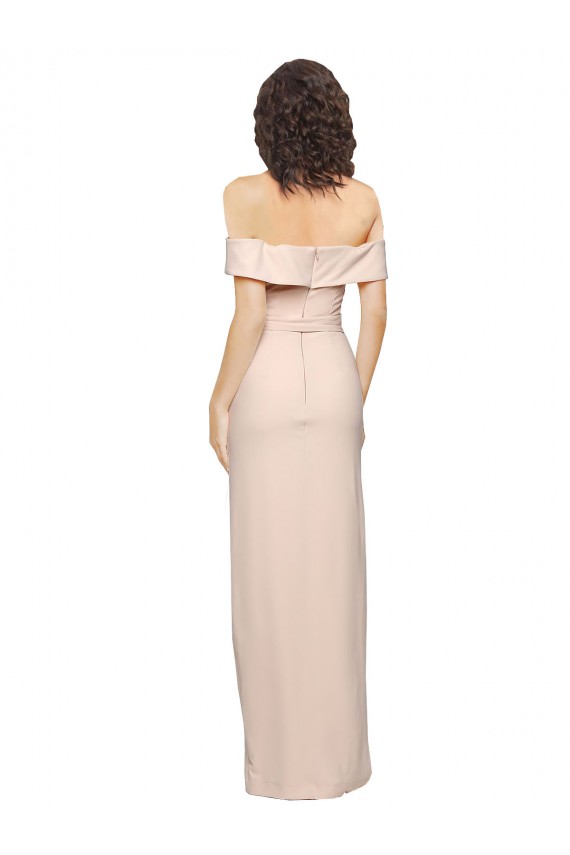 Stretch Crepe Low Back Long Off the Shoulder Nude Mermaid Formal Evening Gown / Prom Dress / Bridesmaid Dress Sudbury