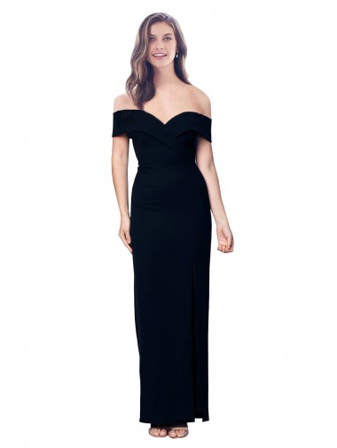 Stretch Crepe Long Off the Shoulder Black Mermaid Formal Dress / Bridesmaid Dress Sudbury