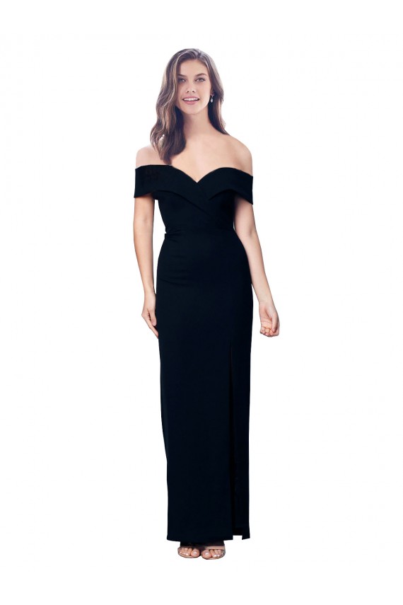 Stretch Crepe Long Off the Shoulder Black Mermaid Formal Dress / Bridesmaid Dress Sudbury