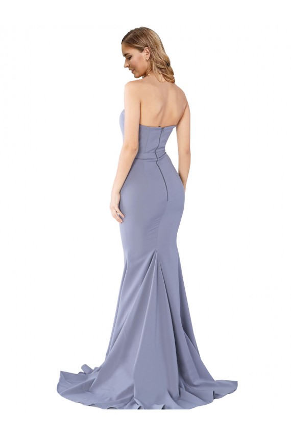 Stretch Crepe Low Back Long Sweetheart Smoke Blue Mermaid Formal Evening Gown / Prom Dress / Bridesmaid Dress Sudbury