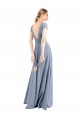 Stretch Crepe Long V-Neck Smoke Blue Sheath Prom Dress / Bridesmaid Dress Sudbury