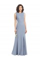 Stretch Crepe Open Back Long Boat Neck Sheath Bridesmaid Dress Sudbury