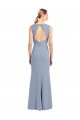 Stretch Crepe Open Back Long Boat Neck Sheath Bridesmaid Dress Sudbury