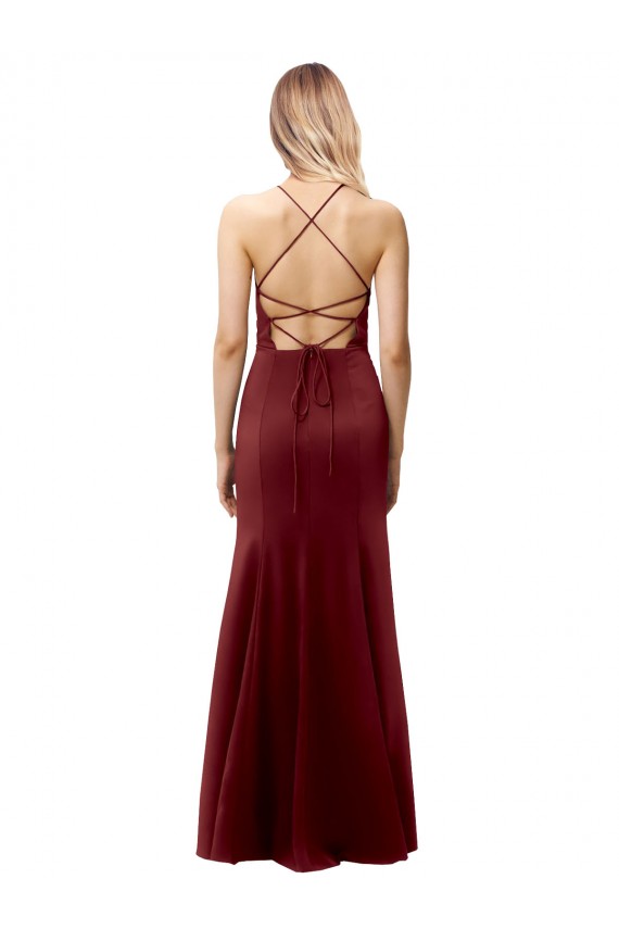 Stretch Crepe Criss Cross Back Long Halter Neck Mermaid Formal Evening Gown / Prom Dress / Bridesmaid Dress Sudbury
