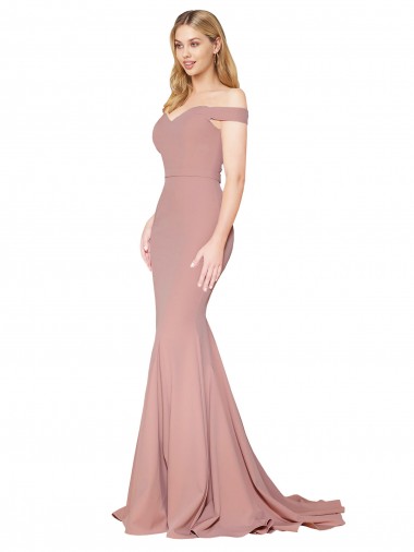 Stretch Crepe Sweep Train Off the Shoulder Mermaid Formal Evening Gown / Prom Dress / Bridesmaid Dress Sudbury