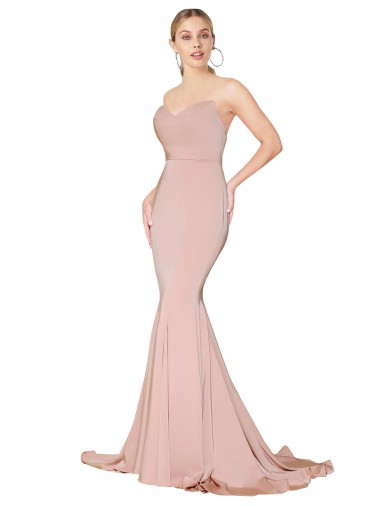 Stretch Crepe Low Back Long Sweetheart Mauve Mermaid Formal Dress / Bridesmaid Dress Sudbury