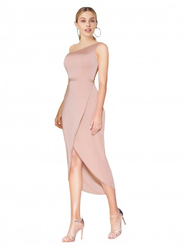 Stretch Crepe Knee Length One Shoulder Mermaid Formal Dress / Bridesmaid Dress Sudbury