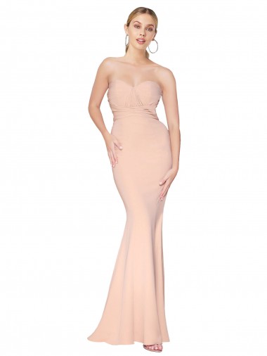 Stretch Crepe Long Sweetheart Nude Mermaid Formal Dress / Bridesmaid Dress Sudbury