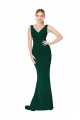 Stretch Crepe Long V-Neck Midnight Green Mermaid Formal Evening Gown / Prom Dress / Bridesmaid Dress Sudbury