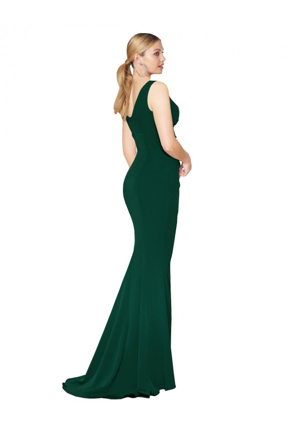 Stretch Crepe Long V-Neck Midnight Green Mermaid Formal Evening Gown / Prom Dress / Bridesmaid Dress Sudbury