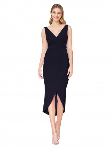 Stretch Crepe Knee Length V-Neck Mermaid High Low Evening Gown / Prom Dress / Bridesmaid Dress Sudbury