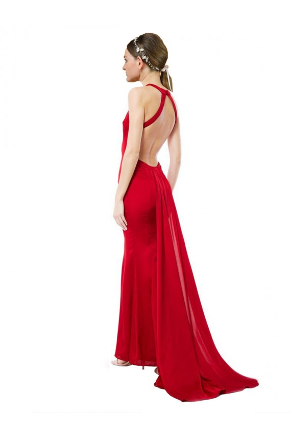 Stretch Crepe Open Back Long Halter Neck Mermaid Formal Evening Gown / Bridesmaid Dress Sudbury