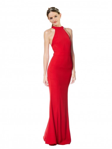 Stretch Crepe Long Halter Neck Mermaid Prom Dress / Bridesmaid Dress Sudbury