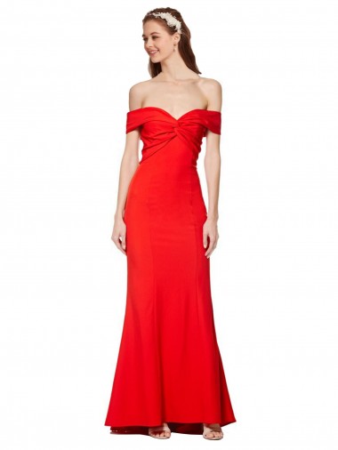 Stretch Crepe Long Off the Shoulder Red Mermaid Bridesmaid Dress / Formal Dress Sudbury