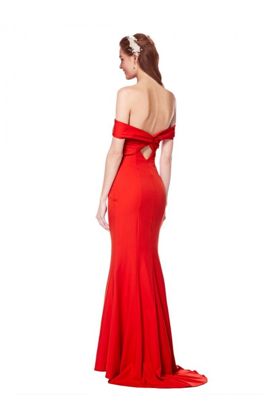 Stretch Crepe Long Off the Shoulder Red Mermaid Bridesmaid Dress / Formal Dress Sudbury