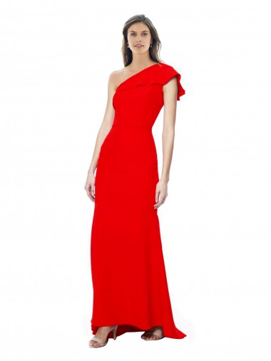 Stretch Crepe Long One Shoulder Red Mermaid Formal Dress / Bridesmaid Dress Sudbury