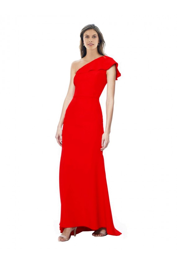Stretch Crepe Long One Shoulder Red Mermaid Formal Dress / Bridesmaid Dress Sudbury
