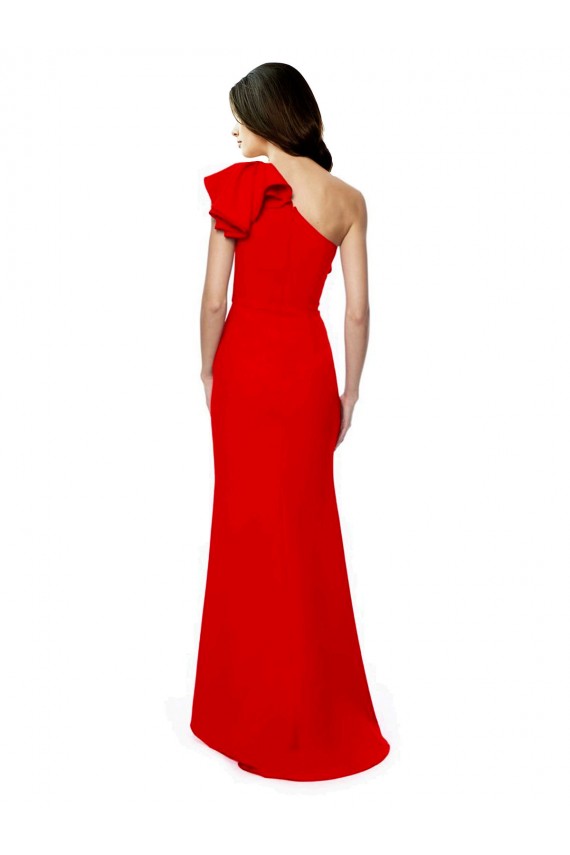 Stretch Crepe Long One Shoulder Red Mermaid Formal Dress / Bridesmaid Dress Sudbury
