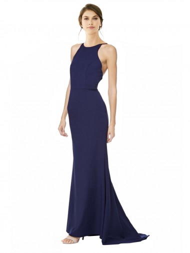 Stretch Crepe Criss Cross Open Back Long Halter Neck Mermaid Formal Evening Gown / Prom Dress / Bridesmaid Dress Sudbury