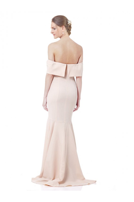 Stretch Crepe Long Off the Shoulder Nude Mermaid Formal Evening Gown / Prom Dress / Bridesmaid Dress Sudbury