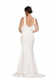 Stretch Crepe Low Back Sweep Train Square Neck Sheath Semi Formal Evening Dress / Prom Dress / Bridesmaid Dress Sudbury