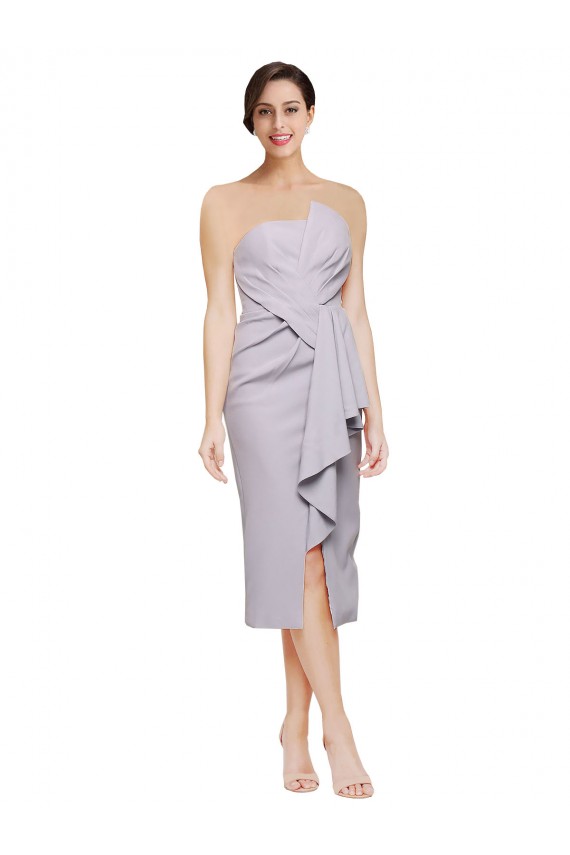 Stretch Crepe Low Back Cocktail Length Strapless Sheath High Low Evening Gown / Prom Dress / Bridesmaid Dress Sudbury