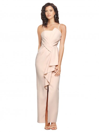 Stretch Crepe Low Back Long Strapless Sheath Semi Formal Evening Dress / Prom Dress / Bridesmaid Dress Sudbury
