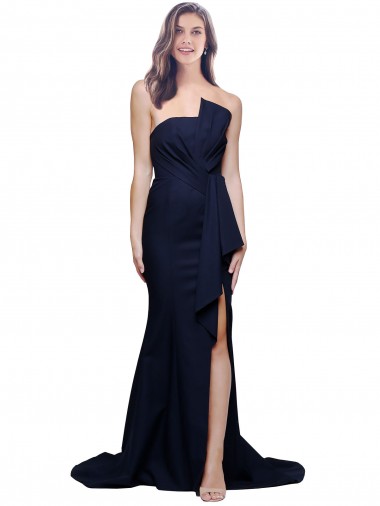 Stretch Crepe Low Back Sweep Train Strapless Sheath Semi Formal Evening Dress / Prom Dress / Bridesmaid Dress Sudbury