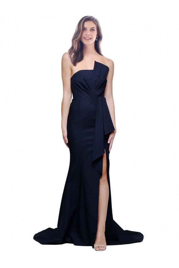 Stretch Crepe Low Back Sweep Train Strapless Sheath Semi Formal Evening Dress / Prom Dress / Bridesmaid Dress Sudbury